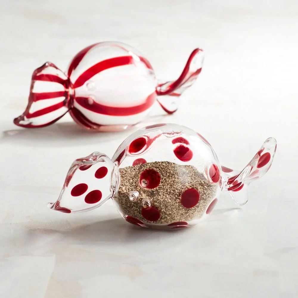 Pier 1 Red and White Candy Salt & Pepper Set